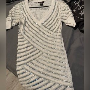 Large white sparkly top